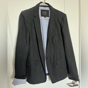 J. Crew Black Linen/Cotton-Blend Lined Blazer